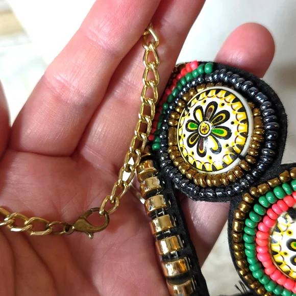 Vintage RARE Brazilian Beaded Necklace w/Bonus Earrings - Picture 6 of 7